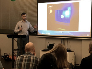 Josh presenting his fog screen idea